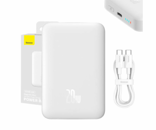 Powerbanka Baseus Magnetic, 10000mAh, USB-C 20W (biela)