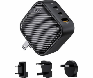 INVZI GanHub 2x USB-C + USB sieťová nabíjačka, 65 W, EU/U...