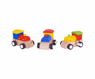 Bigjigs Toys Dřevěná barevná mašinka na natahování 1ks