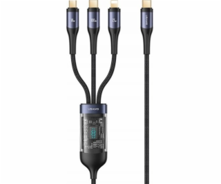 USAMS USB kábel Pletený kábel U83 3v1 100W 1,2m Digital D...