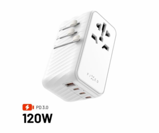 Adaptér FIXED Cestovní Voyager 120W pro EU, UK a USA/AUS,...