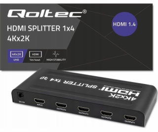 Qoltec 51798 Aktivní HDMI Splitter 4 x HDMI 4K x 2K | 3,4...