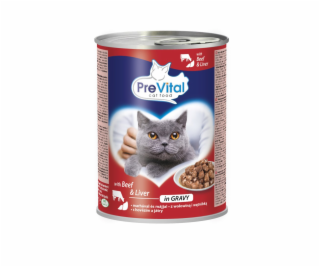PREVITAL Cat Food s hovězím a játry v omáčce - mokré krmi...