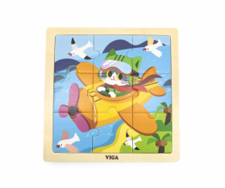 Dřevěné puzzle pro nejmenší Viga 9 ks Letadlo