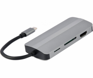 Gembird A-CM-COMBO8-02 interface húb USB Type-C Silver