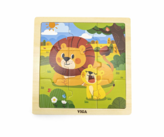 Dřevěné puzzle pro nejmenší Viga 9 ks Lev