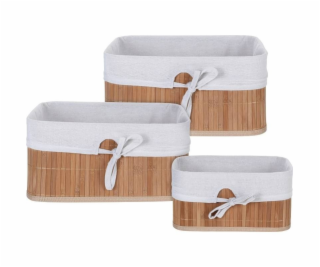 Sada Homestyling košíků bambus/textil, 3 ks přírodní KO-M...