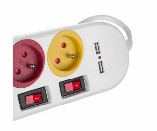 Power Strip s přepínači 4 zásuvky + 2xusb prodlužovací ka...