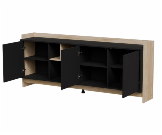 Cama Komoda PORTO 3D 190x38x77 dub/černá