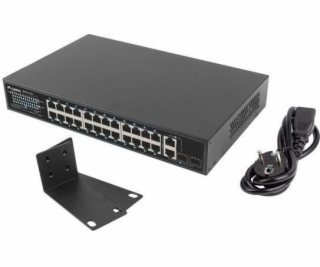 LANBERG SWITCH  24X 100MB POE+/2X COMBO RACK 19  GIGABITO...