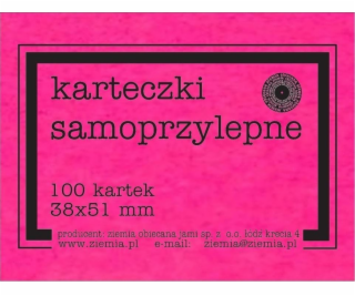 Self -adhesivní fluo 38x51mm 100k růžové karty