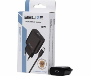 Beline 30W GaN USB-C nástěnná nabíječka + USB-C kabel, černý