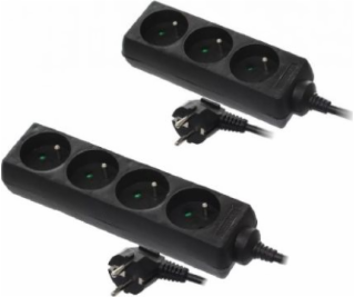 AWTools Domácí prodlužovací kabel černý 3 zásuvky 1,5 m s...