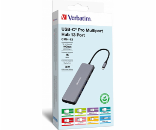 USB HUB Verbatim USB (3.2) hub 13portový, 32153, šedý, dé...