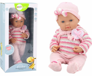 LeanToys Baby Doll Pruhovaný svetr, čepice a šátek růžový