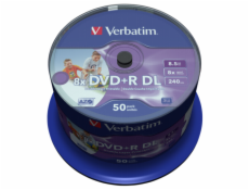 1x50 Verbatim DVD+R Double Layer 8x Speed, 8,5GB tlacitelny