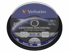 1x10 Verbatim M-Disc BD-R BluRay 25GB 4x Speed Cakebox printable