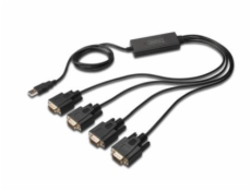 Digitus prevodník USB 2.0 na 4x sériový port, RS232, DSUB 9M, 1,5 m