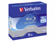 1x5 Verbatim BD-R Blu-Ray 50GB 6x Speed, biela modra Jewel Case