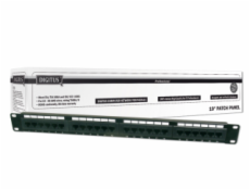 Digitus Patch Panel 19 ", CAT6, 8P8C, LSA, 1U, 24 x RJ45, netienený, čierny