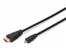 Digitus HDMI / D na HDMI / A pripojovací kábel 1m, pozlátené kontakty