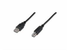 Digitus USB kábel A / samec na B / samec, 2x stíněný, černý, 1m