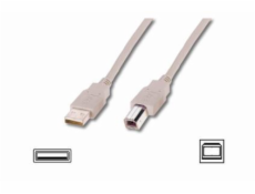 Digitus USB kábel A / samec na B-samec, 2x stíněný, béžový, 3m