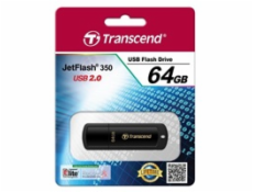 TRANSCEND USB Flash Disk JetFlash®350, 64GB, USB 2.0, Black (R/W 16/6 MB/s)