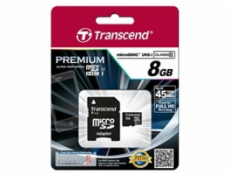 TRANSCEND Micro SDHC Class 10 UHS-I 300x, 8GB (Premium) + adaptér