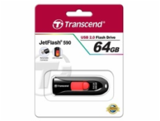 TRANSCEND USB Flash Disk JetFlash®590K, 64GB, USB 2.0, Black (R/W 16/6 MB/s)