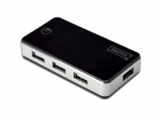 Digitus USB 2.0 hub 7-portov čierny s napájacím zdrojom (5V, 3,5 A)