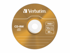 1x5 Verbatim CD-RW 80 / 700MB 10x Speed, Colour, Slim