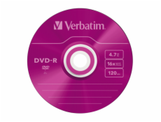 1x5 Verbatim DVD-R 4,7GB Colour 16x Speed, Slim Case
