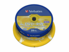 1x25 Verbatim DVD+RW 4,7GB 4x Speed, matt silver