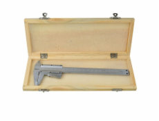 Měřítko posuvné kovové, 0-150mm x 0,02, dřevěná krabička, GEKO