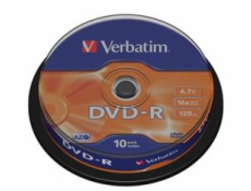 1x10 Verbatim DVD-R 4,7GB 16x Speed, matne stribr.Cakebox