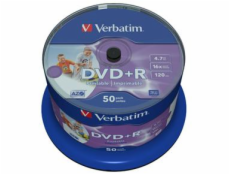 1x50 Verbatim DVD+R 4,7GB 16x Speed, wide printable NON-ID