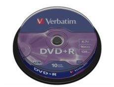 1x10 Verbatim DVD+R 4,7GB 16x Speed, matt silver Cakebox