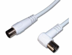 PREMIUMCORD TV kabel anténní propojovací 5m, konektor 90° (koaxiální, M/F, 75 Ohm)