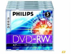 1x5 Philips DVD-RW 4,7GB 4x JC