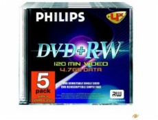 1x5 Philips DVD+RW 4,7GB 4x JC
