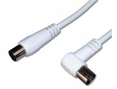 PREMIUMCORD TV kabel anténní propojovací 3m, konektor 90° (koaxiální, M/F, 75 Ohm)