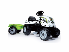 Smoby Traktor pre deti šliapací Farmer XL Kravička s prívesom bielo-čierny