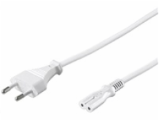 PremiumCord napájací kábel pre notebooky 2-pólový, dĺžka 3m, biely