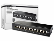 DIGITUS Desktop CAT 6A, Patch Panel, shielded, Class EA, 12-port RJ45, 8P8C, LSA