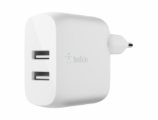 Belkin Dual USB-A Ladegerät, 24W incl. blesk kabel 1m, biela