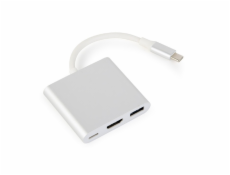 Gembird A-CM-HDMIF-02-SV káblové rozhranie a prechodky USB-C / USB-C HDMI / USB-A Strieborná