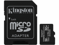 Kingston 32GB micSDHC Canvas Select Plus 100R A1 C10 Card + SD adaptér