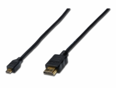 Digitus HDMI High Speed \u200b\u200bs ethernetom pripojovací kábel HDMI / D na HDMI / A (štandard na micro), 1m, pozlátené kontakty