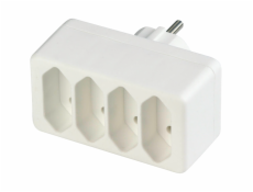 REV Adapter.zastrcka 4-fach Euro zasuvky biela
